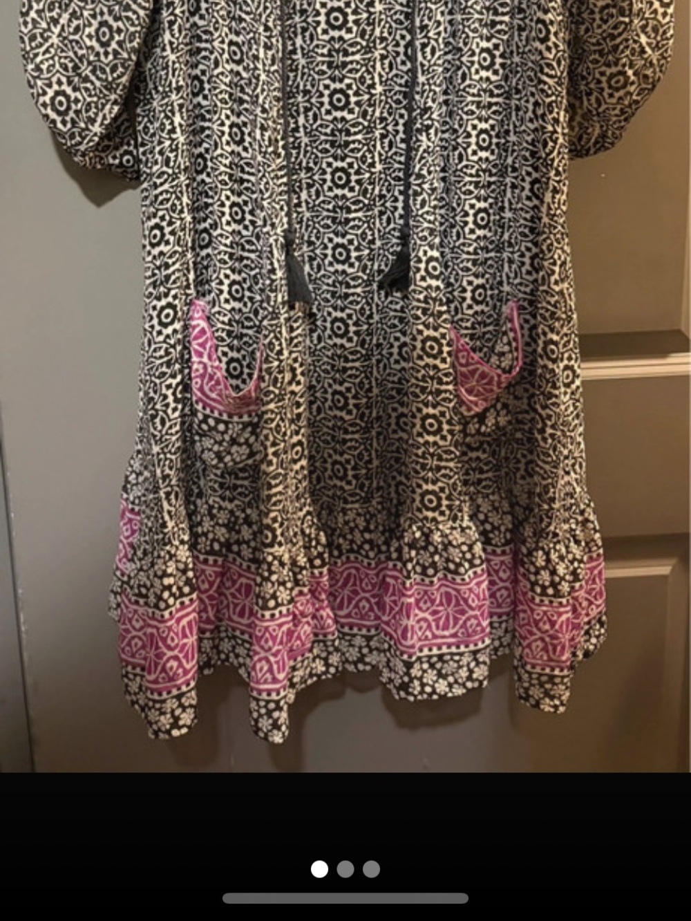 Free People Black and Pink Printed Mini Dress